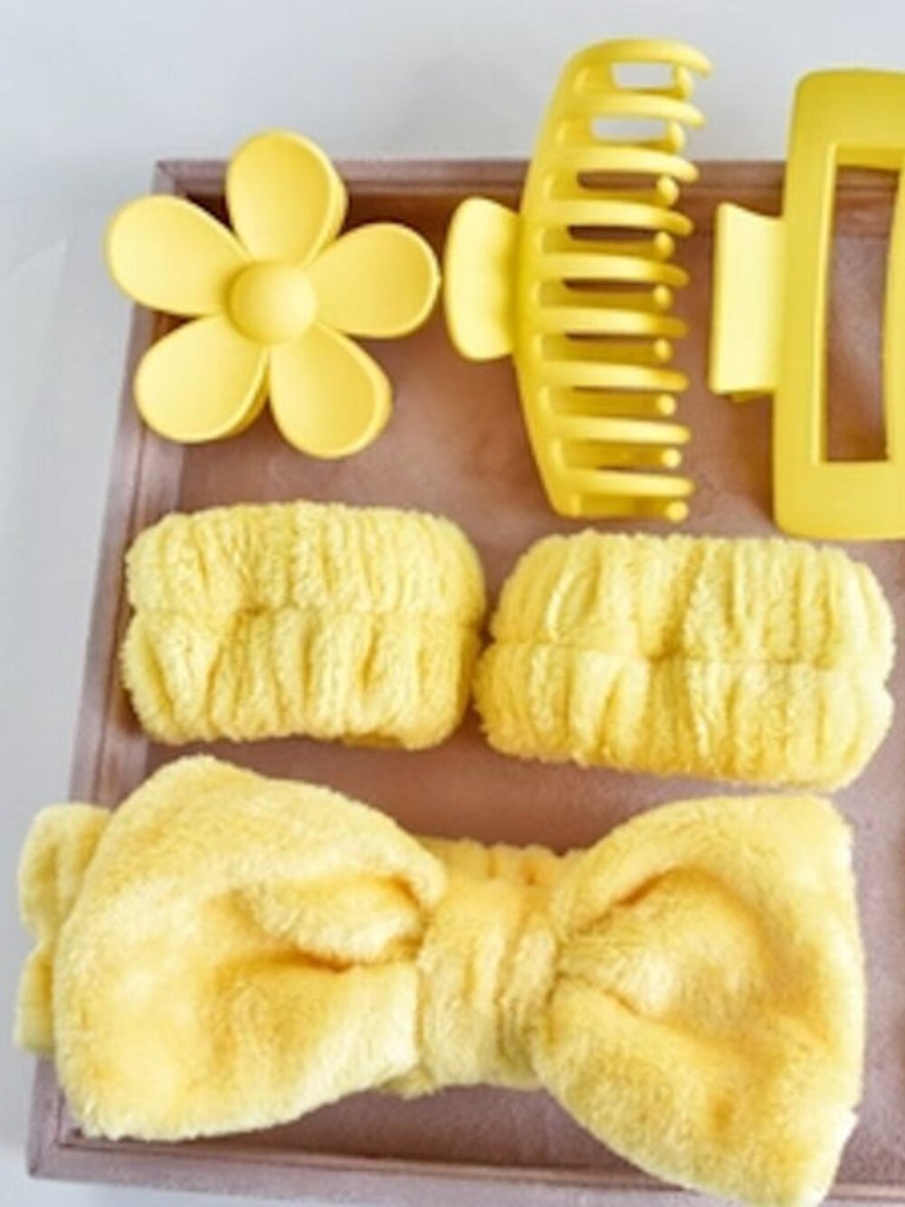 Soft Coral Fleece Face Wash Headband Wristband And Matte Hair Claw Clips Elastic